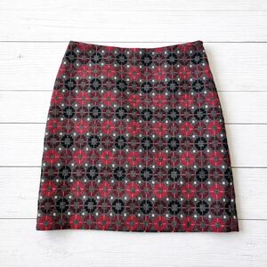 Talbots Wool Blend Pencil Skirt Size 8 Geometric Print Lined